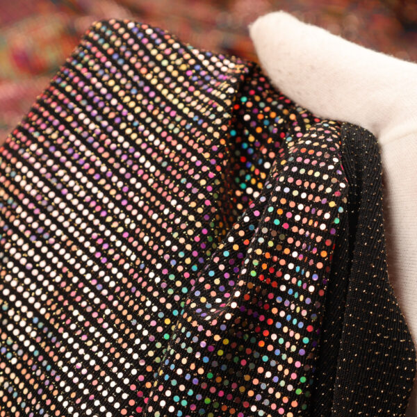 Paillettes Elastica Cerchio - al Metro - Nero Paillettes Oro Multicolor
